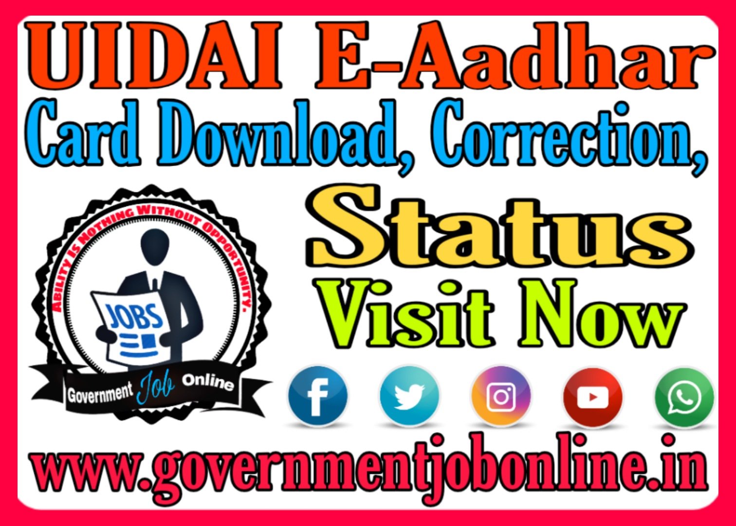 UIDAI E-Aadhar Card Download, Correction, Status