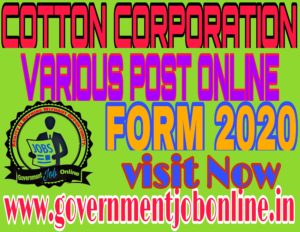Cotton corporation various post online form 2020