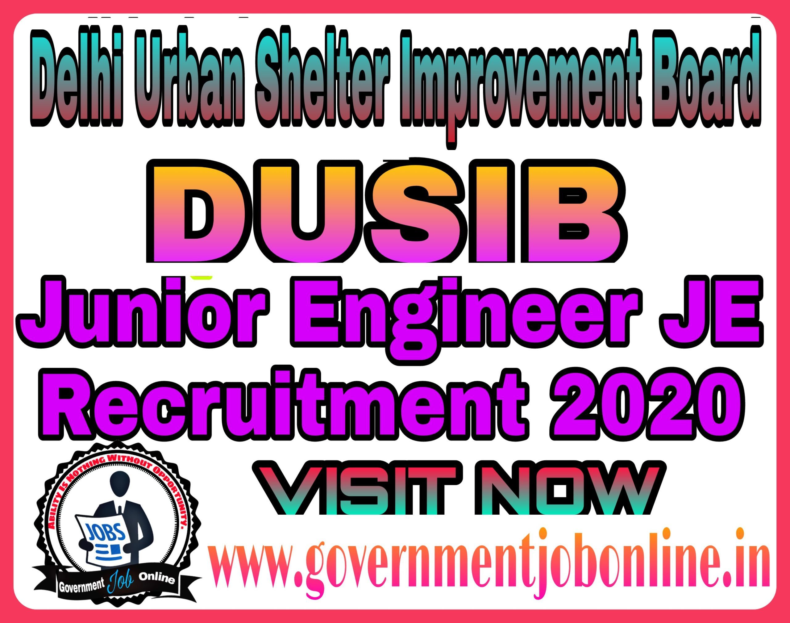 DUSIB JE Junior Engineer Online Form 2020