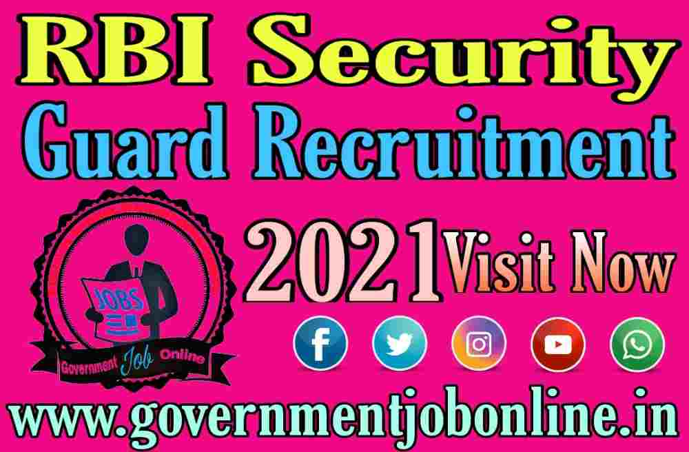 RBI Security Guard Online Form 2021