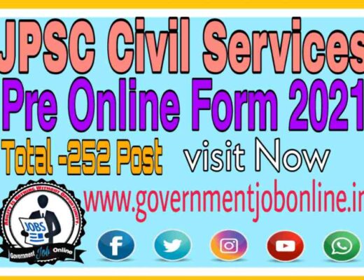 JPSC Civil Service Recruitment 2021, JPSC Civil Services Pre Online Form 2021