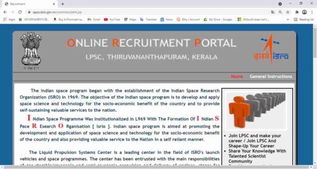 ISRO Various Post 2021 Online Form Apply Now Fast for 08 Post
