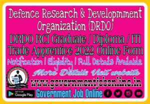 DRDO Apprentice 2022 Online Form