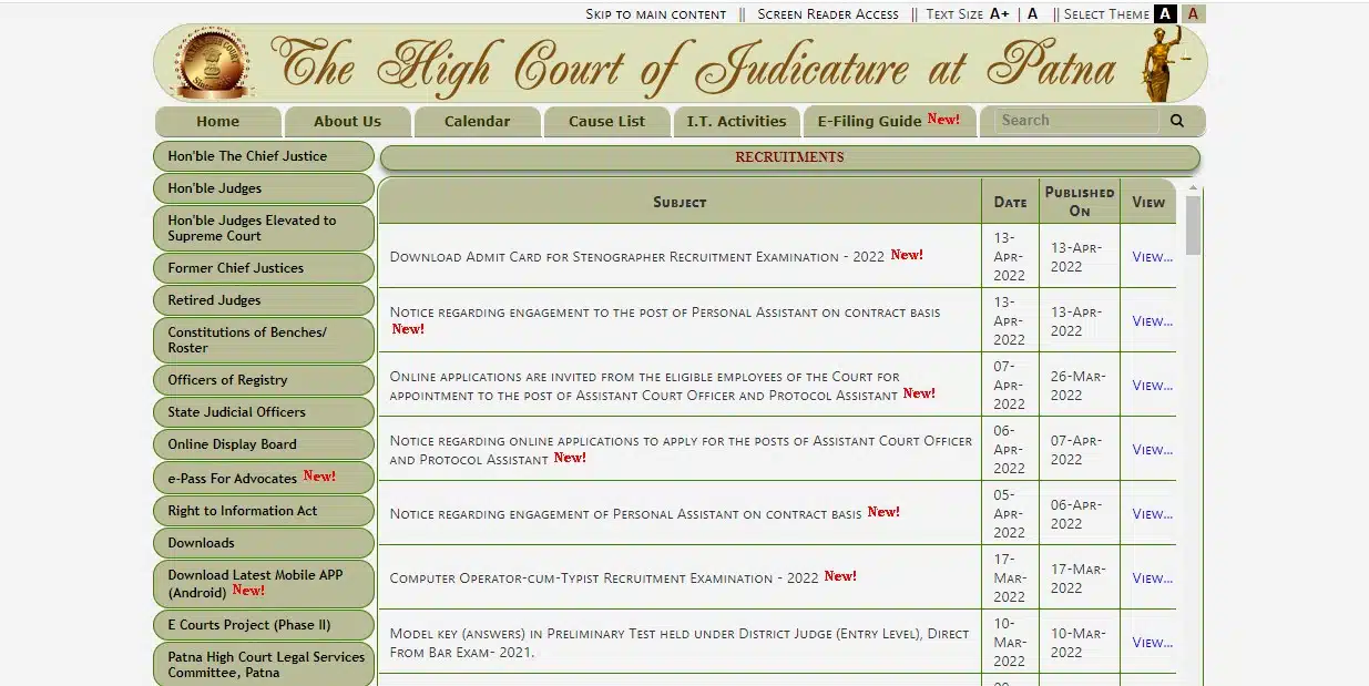 Patna HC Personal Assistant 2022 Online Form Patna HC Personal Assistant 2022 Online Form