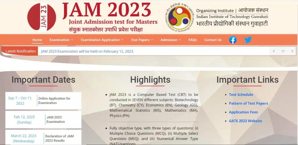 IIT JAM 2023 Admission Online Form IIT JAM 2023 Admission Online Form