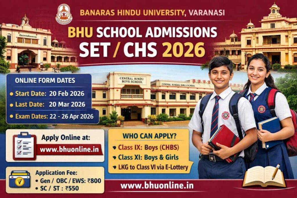 BHU School Admissions SET / CHS Online Form 2026 BHU SET CHS 2026 Admissions Online Form