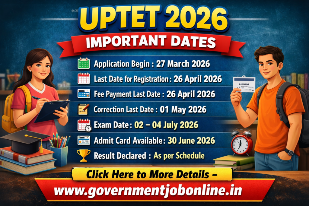 UPTET 2026 Admit Card for Primary and Junior Level 3 Uttar Pradesh Teacher Eligibility Test UPTET 2026 Apply Online Form