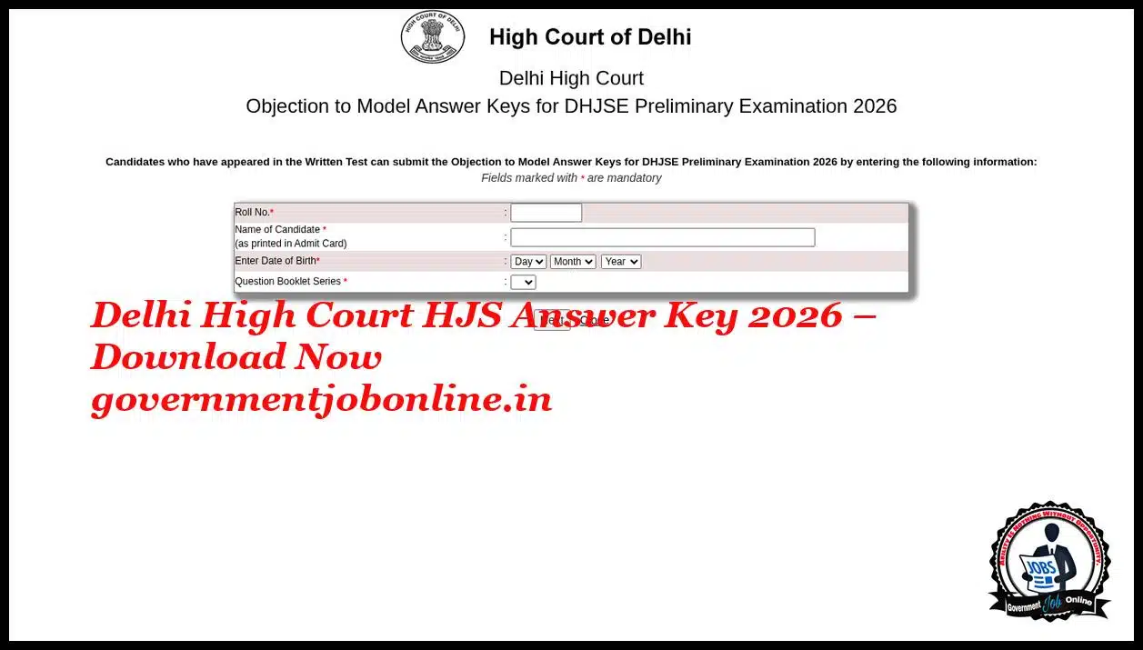 Delhi High Court HJS Answer Key 2026 – Download Now 1 Delhi High Court HJS Answer Key 2026 – Download Now