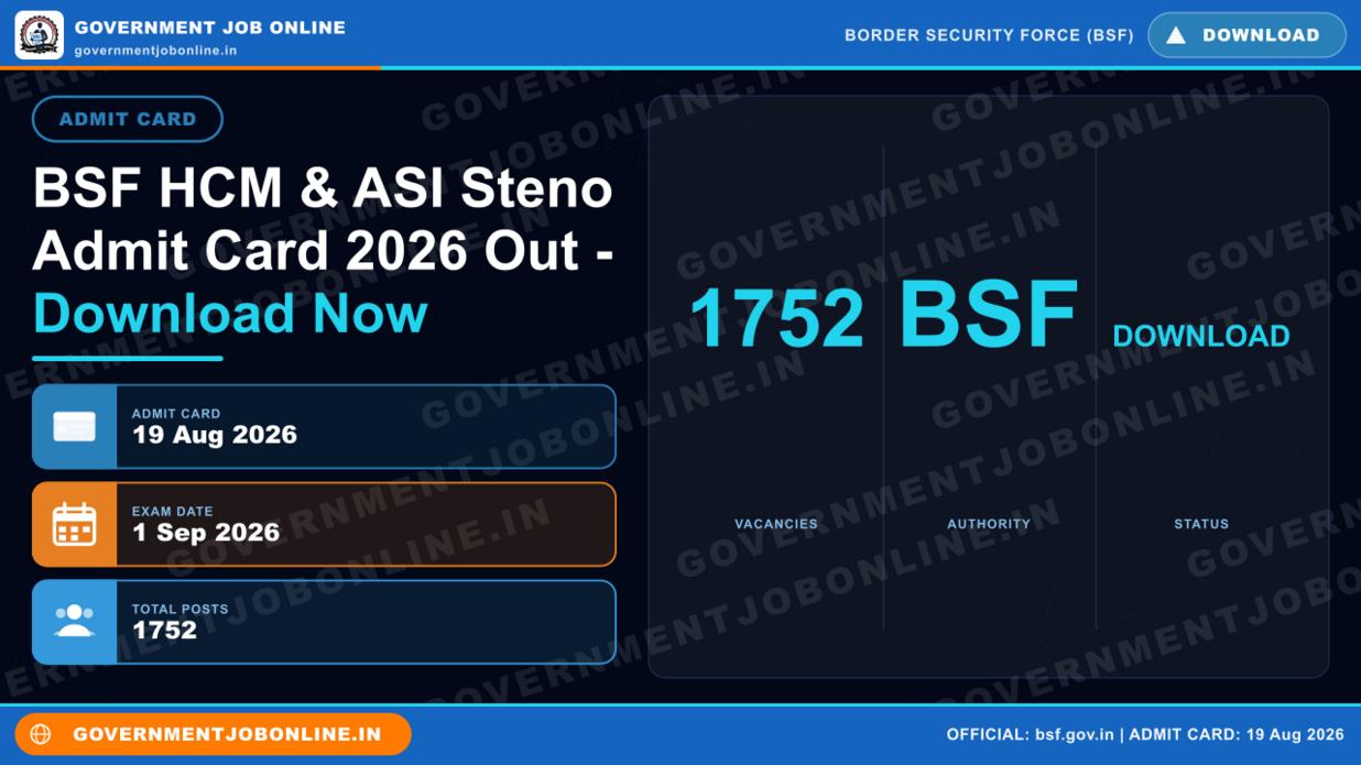 BSF HCM & ASI Steno Admit Card 2026 Out - Download Now 1 BSF HCM & ASI Steno Admit Card 2026 Out - Download Now