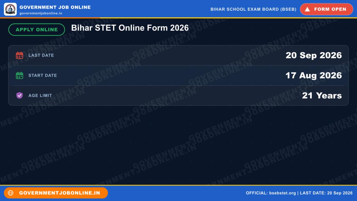 Bihar STET Online Form 2026 - Apply Online Bihar STET Online Form 2026 - Apply Online