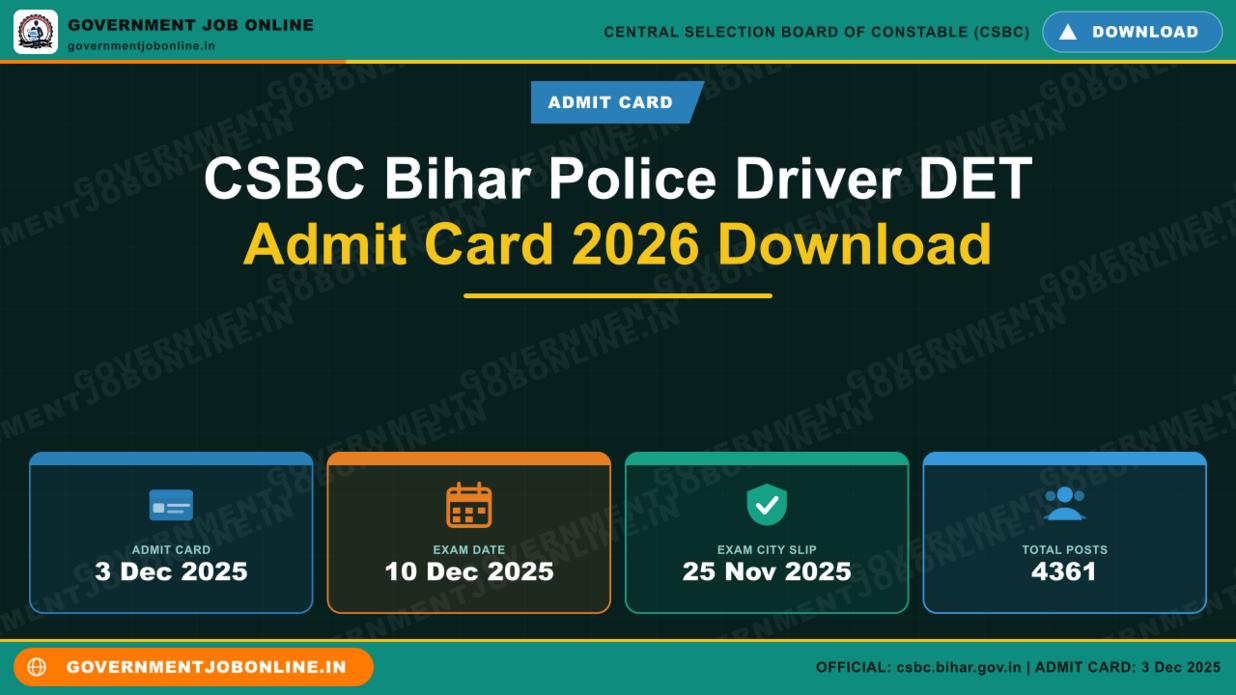 CSBC Bihar Police Driver DET Admit Card 2026 Download 1 CSBC Bihar Police Driver DET Admit Card 2026 Download
