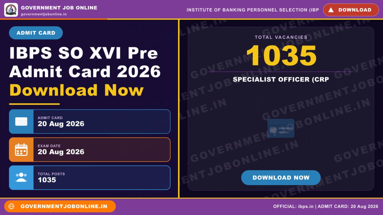 IBPS SO XVI Pre Admit Card 2026 Download Now 1 IBPS SO XVI Pre Admit Card 2026 Download Now