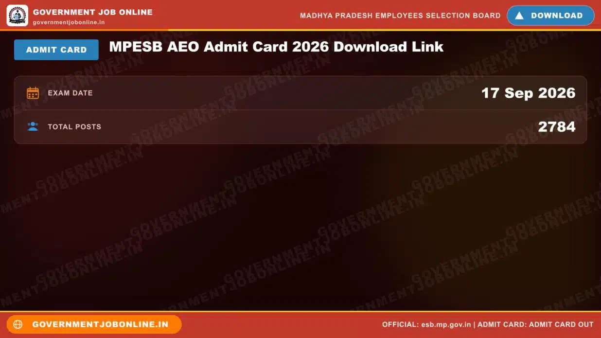 MPESB AEO Admit Card 2026 Download Link 1 MPESB AEO Admit Card 2026 Download Link