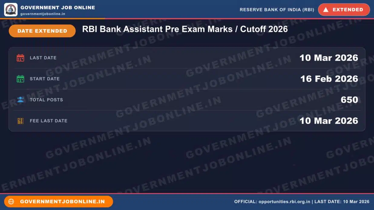 RBI Bank Assistant Pre Exam Marks / Cutoff 2026 1 RBI Bank Assistant Pre Exam Marks / Cutoff 2026