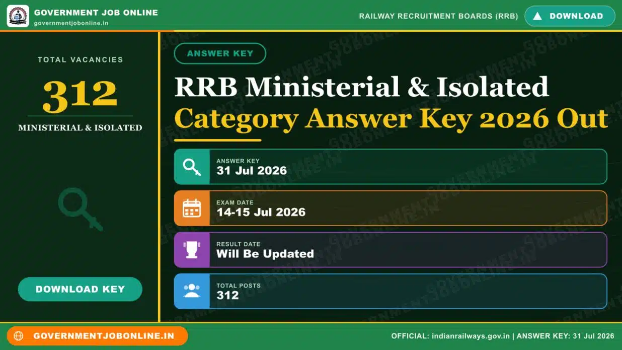 RRB Ministerial & Isolated Category Answer Key 2026 Out 1 RRB Ministerial & Isolated Category Answer Key 2026 Out