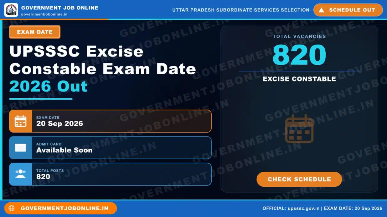 UPSSSC Excise Constable Exam Date 2026 Out – Check Now 1 UPSSSC Excise Constable Exam Date 2026 Out – Check Now