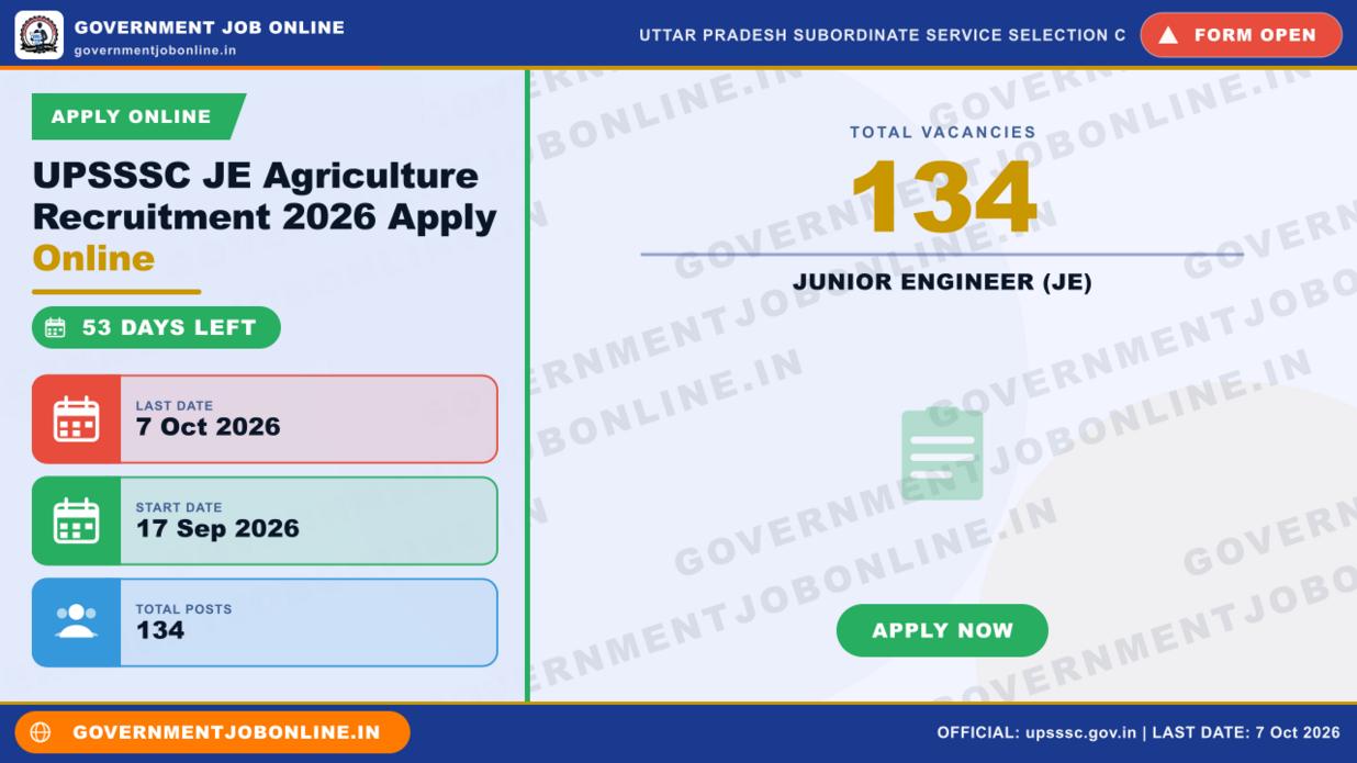 UPSSSC JE Agriculture Recruitment 2026 Apply Online 1 UPSSSC JE Agriculture Recruitment 2026 Apply Online