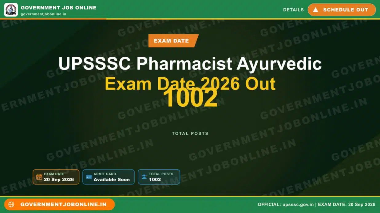 UPSSSC Pharmacist Ayurvedic Exam Date 2026 Out 1 UPSSSC Pharmacist Ayurvedic Exam Date 2026 Out