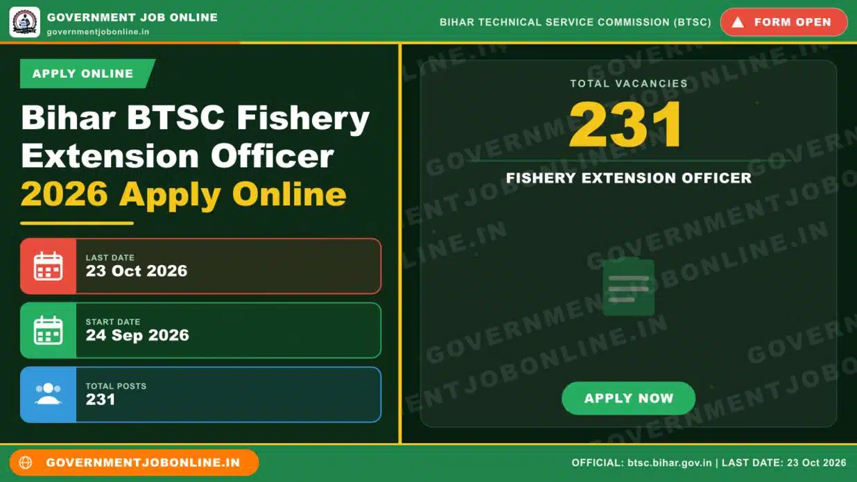 Bihar BTSC Fishery Extension Officer 2026 Apply Online 1 Bihar BTSC Fishery Extension Officer 2026 Apply Online