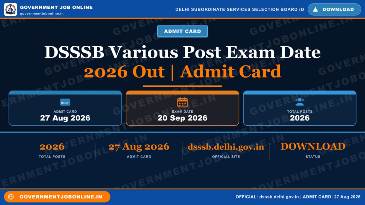 DSSSB Various Post Exam Date 2026 Out | Admit Card 1 DSSSB Various Post Exam Date 2026 Out | Admit Card