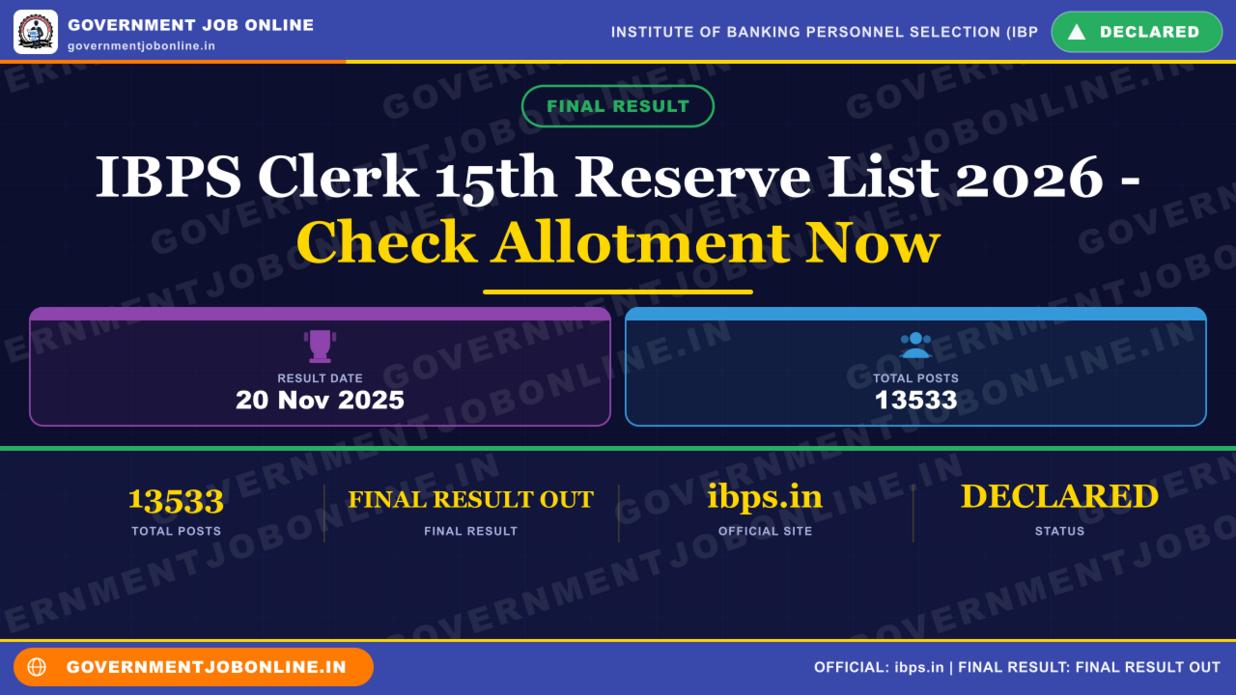 IBPS Clerk 15th Reserve List 2026 - Check Allotment Now 1 IBPS Clerk 15th Reserve List 2026 - Check Allotment Now