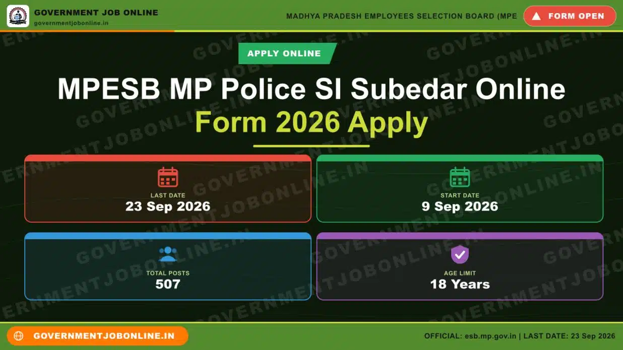 MPESB MP Police SI Subedar Online Form 2026 Apply 1 MPESB MP Police SI Subedar Online Form 2026 Apply