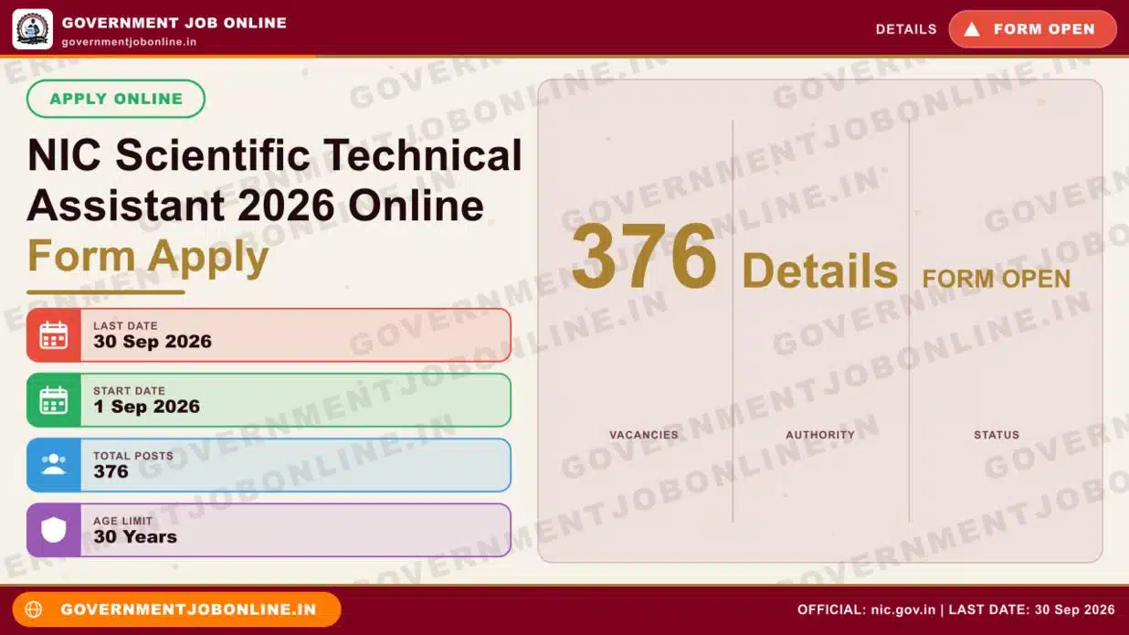 NIC Scientific Technical Assistant 2026 Online Form Apply 1 NIC Scientific Technical Assistant 2026 Online Form Apply