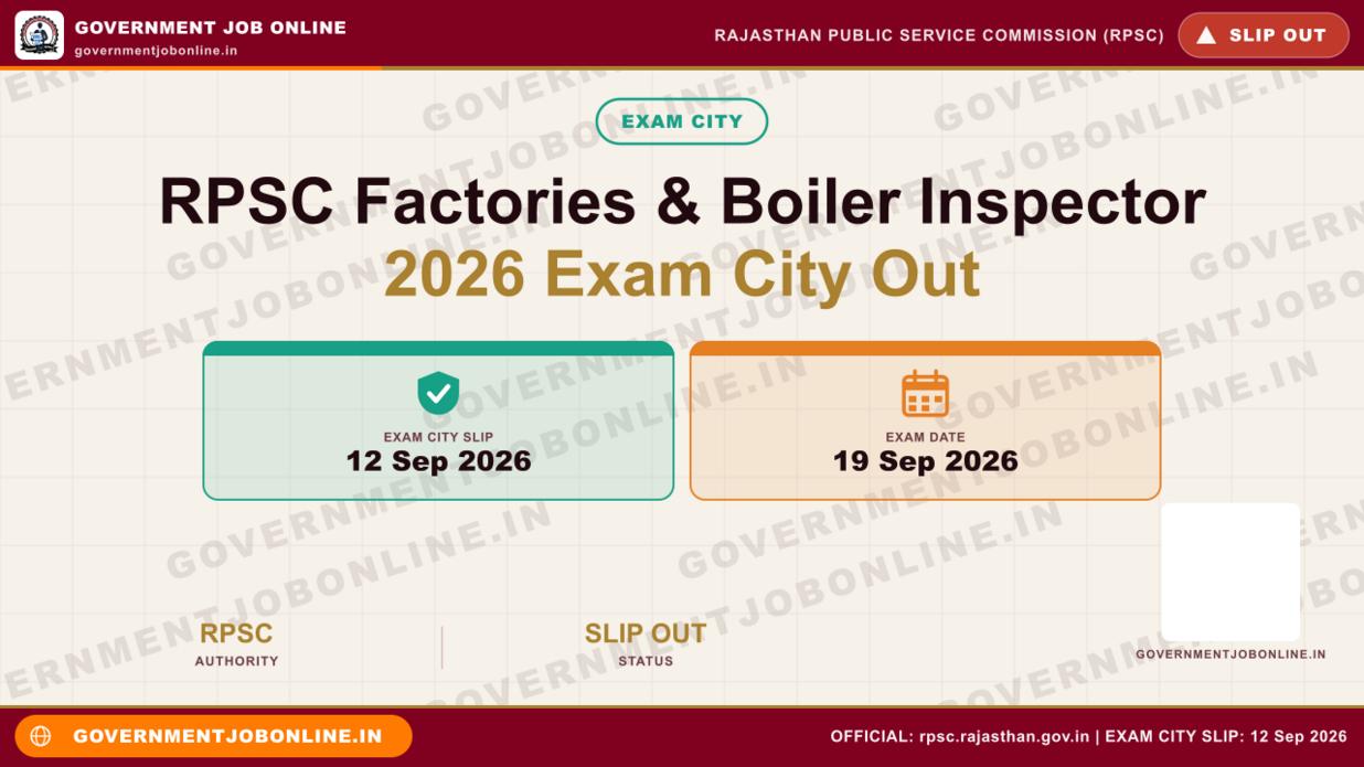 RPSC Factories & Boiler Inspector 2026 Exam City Out 1 RPSC Factories & Boiler Inspector 2026 Exam City Out