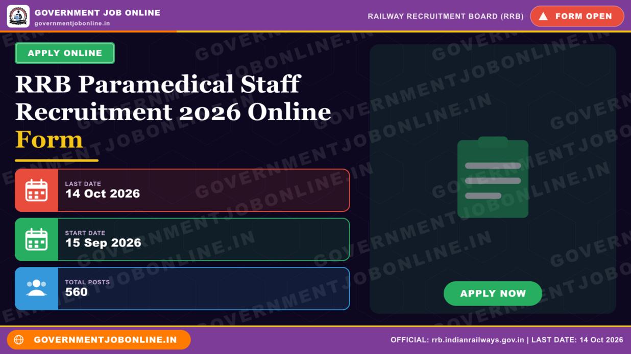 RRB Paramedical Staff Recruitment 2026 Online Form RRB Paramedical Staff Recruitment 2026 Online Form