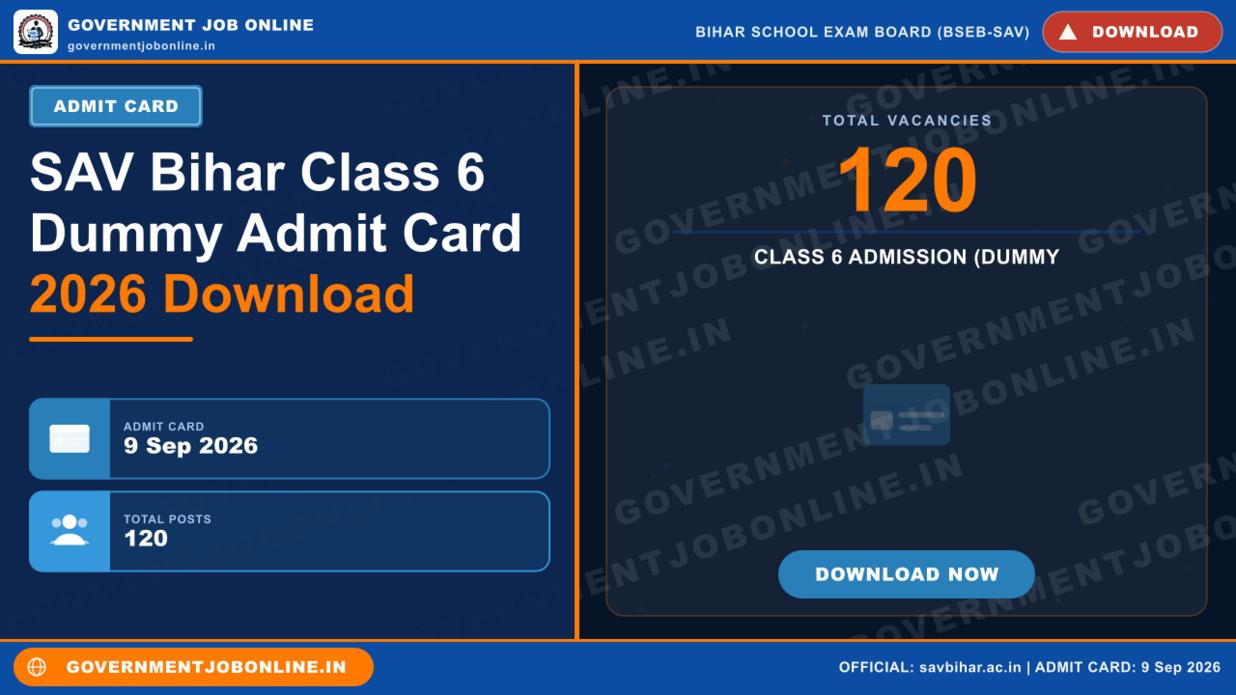 SAV Bihar Class 6 Dummy Admit Card 2026 Download 1 SAV Bihar Class 6 Dummy Admit Card 2026 Download