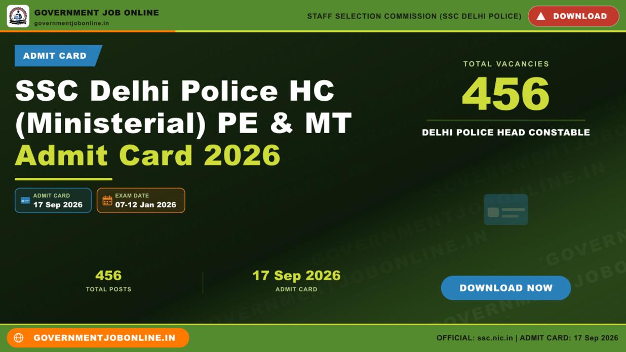 SSC Delhi Police HC (Ministerial) PE & MT Admit Card 2026 1 SSC Delhi Police HC (Ministerial) PE & MT Admit Card 2026