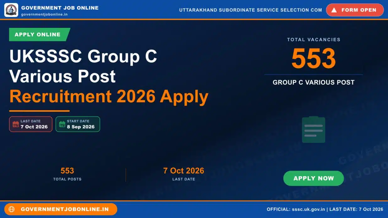 UKSSSC Group C Various Post Recruitment 2026 Apply 1 UKSSSC Group C Various Post Recruitment 2026 Apply