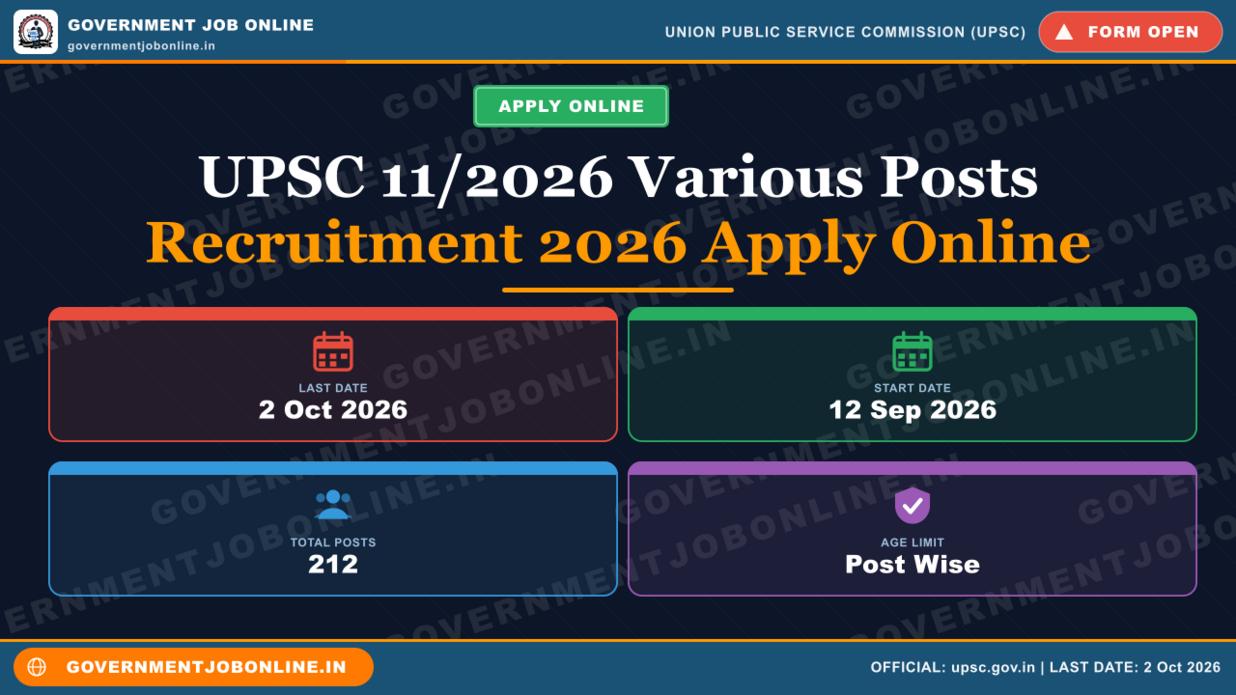 UPSC 11/2026 Various Posts Recruitment 2026 Apply Online 1 UPSC 11/2026 Various Posts Recruitment 2026 Apply Online