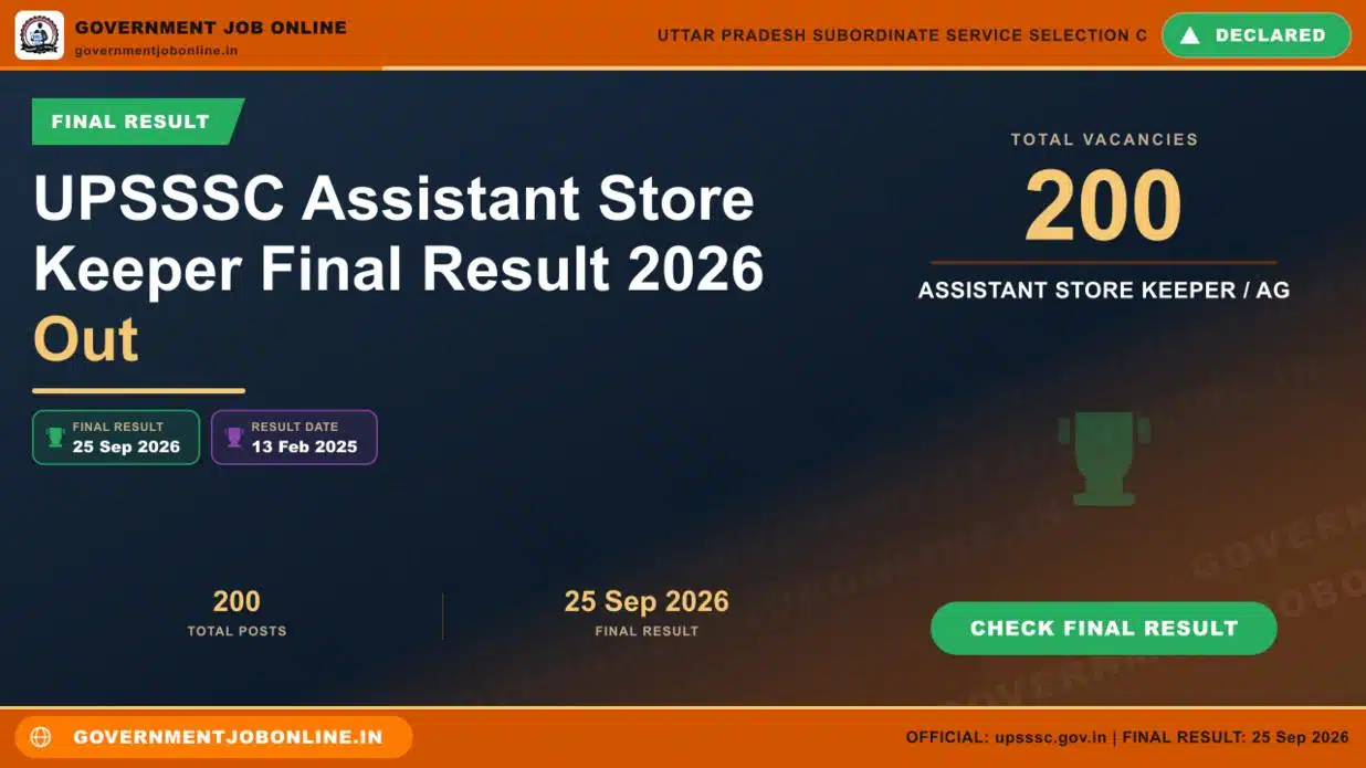 UPSSSC Assistant Store Keeper Final Result 2026 Out 1 UPSSSC Assistant Store Keeper Final Result 2026 Out
