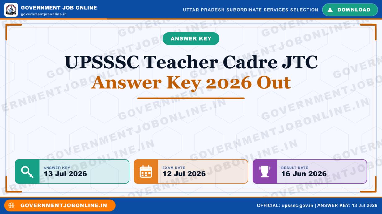 UPSSSC Teacher Cadre JTC Answer Key 2026 Out 1 UPSSSC Teacher Cadre JTC Answer Key 2026 Out