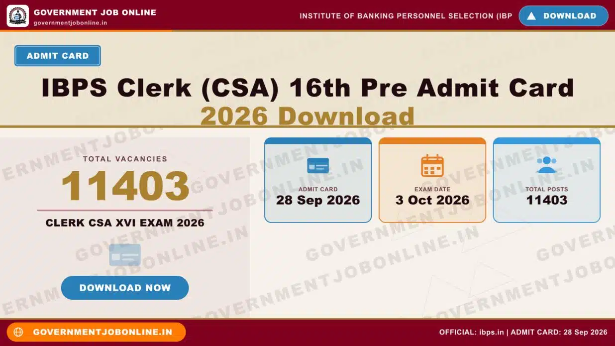IBPS Clerk (CSA) 16th Pre Admit Card 2026 Download 1 IBPS Clerk (CSA) 16th Pre Admit Card 2026 Download