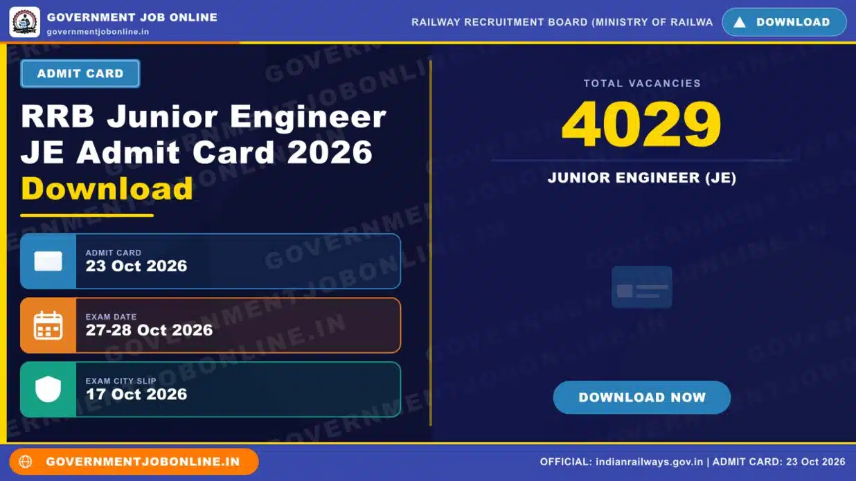 RRB Junior Engineer JE Admit Card 2026 Download 1 RRB Junior Engineer JE Admit Card 2026 Download