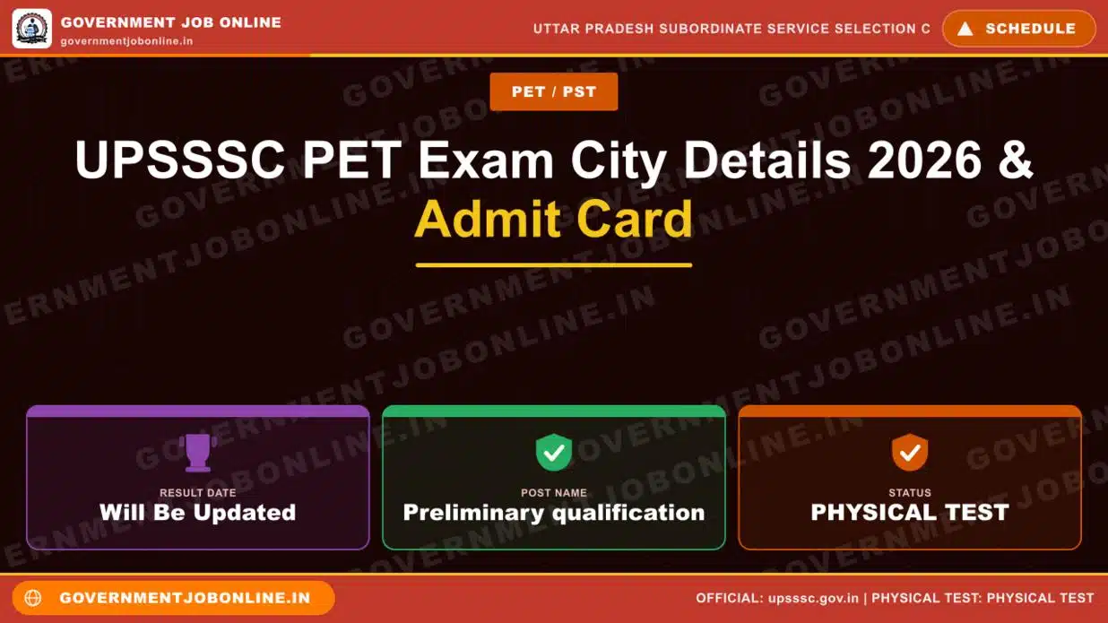 UPSSSC PET Exam City Details 2026 & Admit Card 1 UPSSSC PET Exam City Details 2026 & Admit Card
